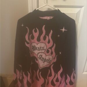 Dolls Kill Black and Pink Flame Sweater